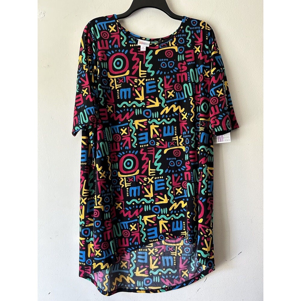 LulaRoe Women's M Colorful Short Sleeved High Low Top NWT